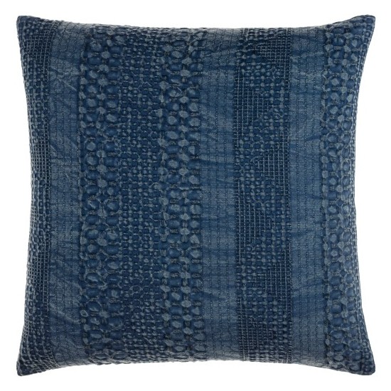 Surya Washed Waffle Navy Pillow Cover 20"H X 20"W