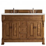 Brookfield 72" Double Vanity Country Oak w/ 3 CM Jasmine Pearl Quartz Top