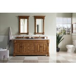 Brookfield 72" Double Vanity Country Oak w/ 3 CM Jasmine Pearl Quartz Top