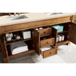 Brookfield 72" Double Vanity, Country Oak w/ 3 CM Eternal Marfil Quartz Top