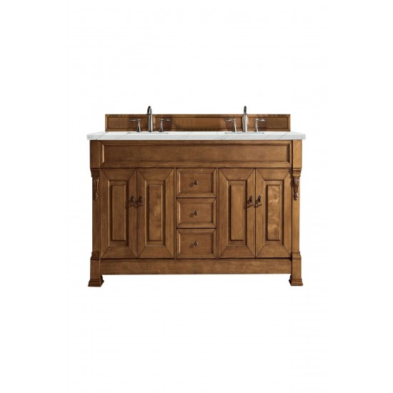 Brookfield 72" Double Vanity, Country Oak w/ 3 CM Ethereal Noctis Quartz Top