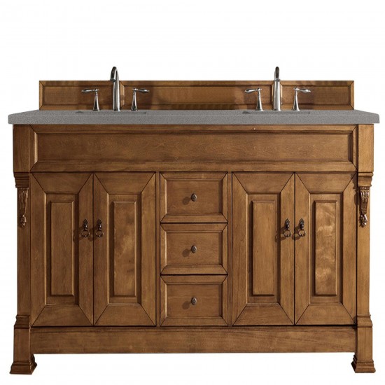 Brookfield 72" Double Vanity, Country Oak w/ 3 CM Grey Expo Quartz Top