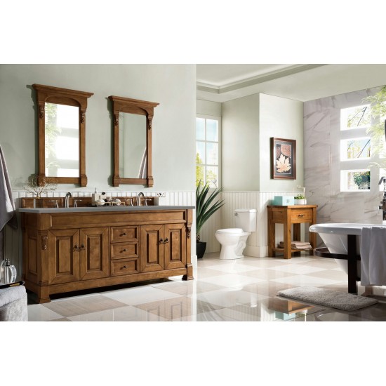 Brookfield 72" Double Vanity, Country Oak w/ 3 CM Grey Expo Quartz Top