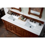 Brookfield 72" Double Vanity, Warm Cherry w/ 3 CM Arctic Fall Solid Surface Top