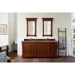 Brookfield 72" Double Vanity, Warm Cherry w/ 3 CM Cala Blue Quartz Top