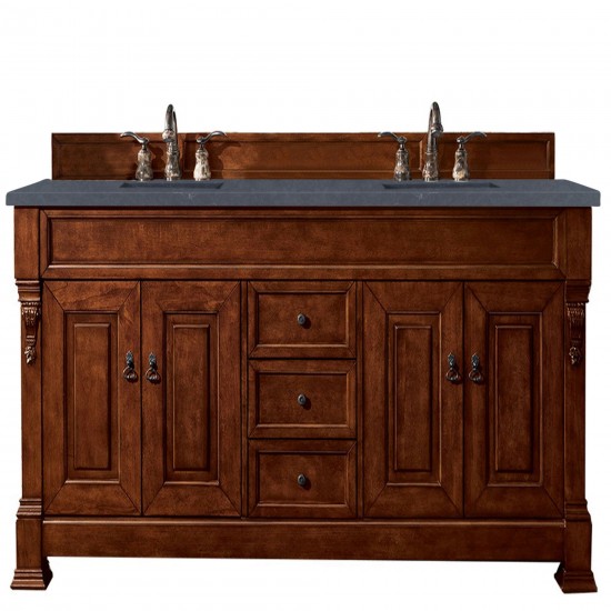 Brookfield 72" Double Vanity, Warm Cherry w/ 3 CM Charcoal Soapstone Quartz Top