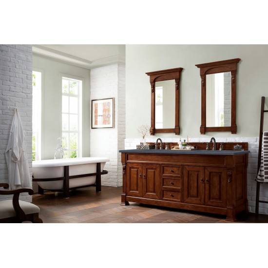 Brookfield 72" Double Vanity, Warm Cherry w/ 3 CM Charcoal Soapstone Quartz Top