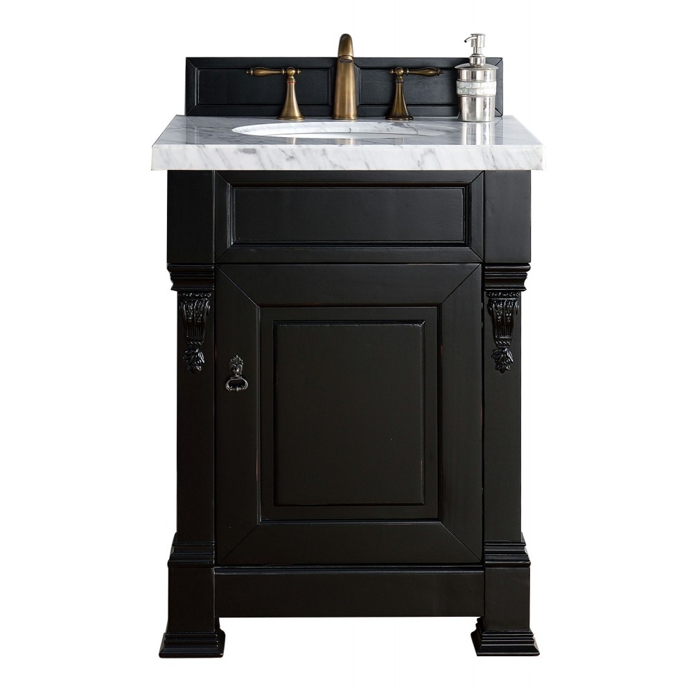 Brookfield 26" Single Vanity Antique Black w/ 3 CM Arctic Fall Solid Surface Top Brookfield 26" Single Vanity Antique Black w/ 3 CM Arctic Fall Solid Surface Top