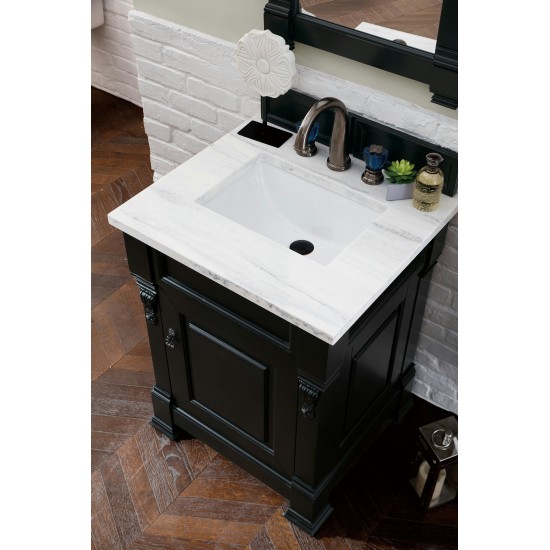 Brookfield 26" Single Vanity Antique Black w/ 3 CM Arctic Fall Solid Surface Top