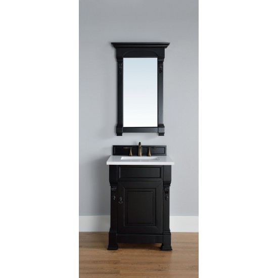 Brookfield 26" Single Vanity, Antique Black w/ 3 CM Classic White Quartz Top