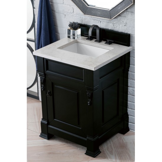Brookfield 26" Single Vanity Antique Black w/ 3 CM Jasmine Pearl Quartz Top