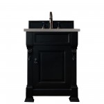 Brookfield 26" Single Vanity, Antique Black w/ 3 CM Grey Expo Quartz Top