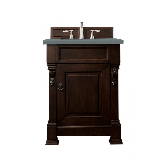 Brookfield 26" Single Vanity, Burnished Mahogany w/ 3 CM Cala Blue Quartz Top