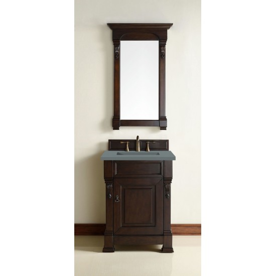 Brookfield 26" Single Vanity, Burnished Mahogany w/ 3 CM Cala Blue Quartz Top