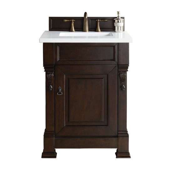 Brookfield 26" Single Vanity Burnished Mahogany w/ 3 CM Classic White Quartz Top