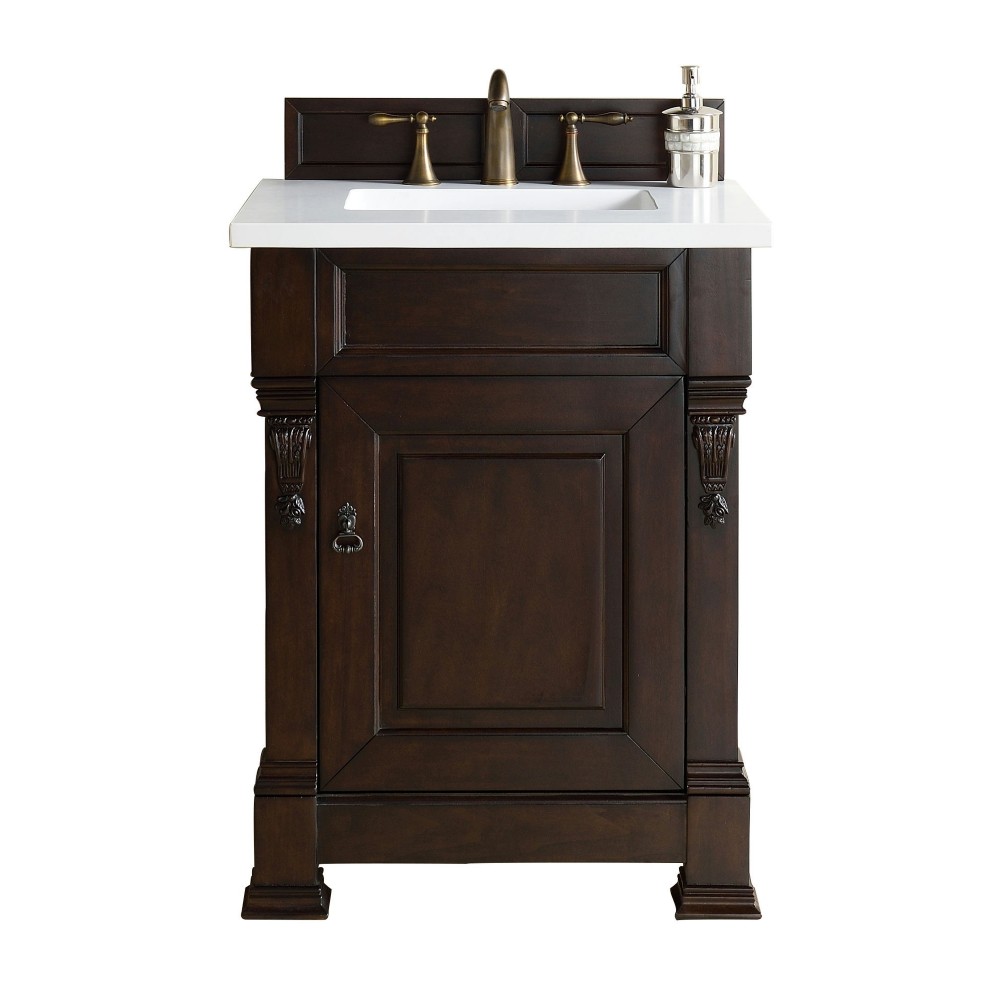 Brookfield 26" Single Vanity Burnished Mahogany w/ 3 CM Classic White Quartz Top