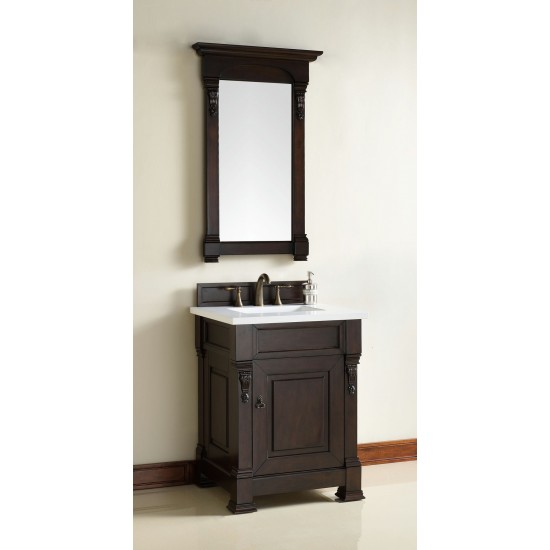 Brookfield 26" Single Vanity Burnished Mahogany w/ 3 CM Classic White Quartz Top