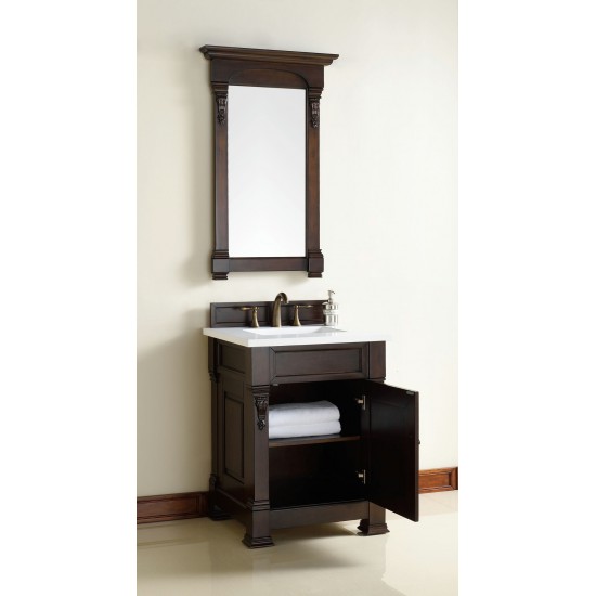 Brookfield 26" Single Vanity Burnished Mahogany w/ 3 CM Classic White Quartz Top