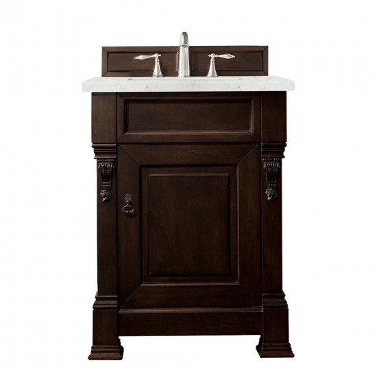 Brookfield 26" Single Vanity Burnished Mahogany w/ 3 CM Jasmine Pearl Quartz Top