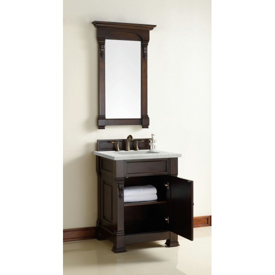 Brookfield 26" Single Vanity Burnished Mahogany w/ 3 CM Jasmine Pearl Quartz Top