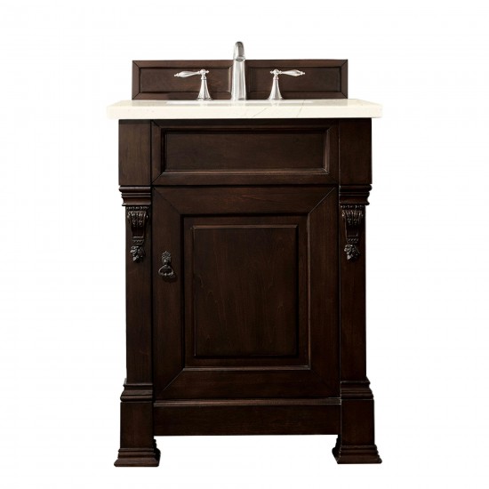 Brookfield 26" Single Vanity Burnished Mahogany w/3 CM Eternal Marfil Quartz Top