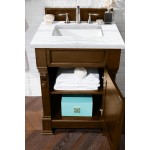 Brookfield 26" Single Vanity, Country Oak w/ 3 CM Arctic Fall Solid Surface Top