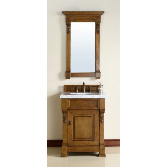 Brookfield 26" Single Vanity, Country Oak w/ 3 CM Carrara Marble Top