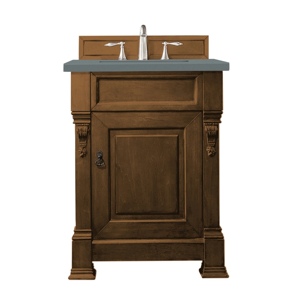 Brookfield 26" Single Vanity, Country Oak w/ 3 CM Cala Blue Quartz Top