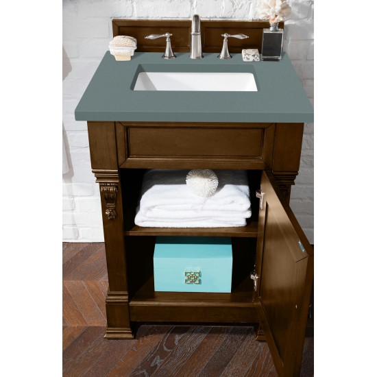 Brookfield 26" Single Vanity, Country Oak w/ 3 CM Cala Blue Quartz Top