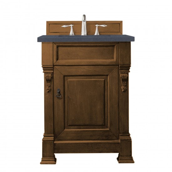 Brookfield 26" Single Vanity, Country Oak w/ 3 CM Charcoal Soapstone Quartz Top