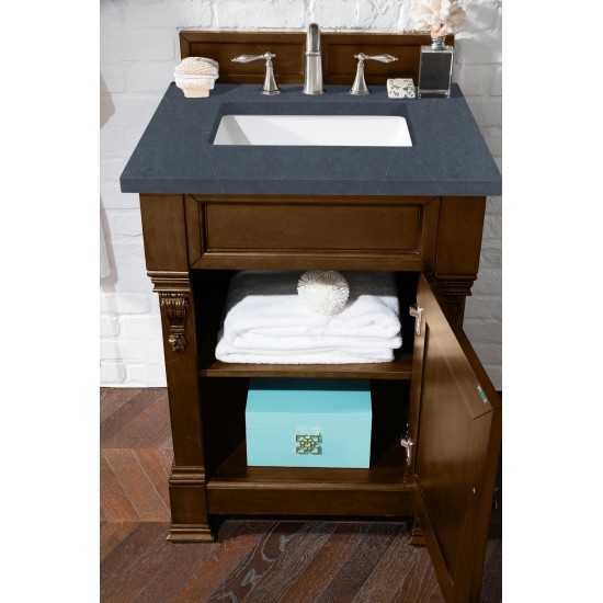 Brookfield 26" Single Vanity, Country Oak w/ 3 CM Charcoal Soapstone Quartz Top
