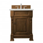 Brookfield 26" Single Vanity, Country Oak w/ 3 CM Ethereal Noctis Quartz Top