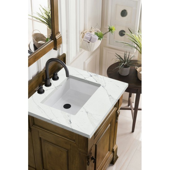 Brookfield 26" Single Vanity, Country Oak w/ 3 CM Ethereal Noctis Quartz Top