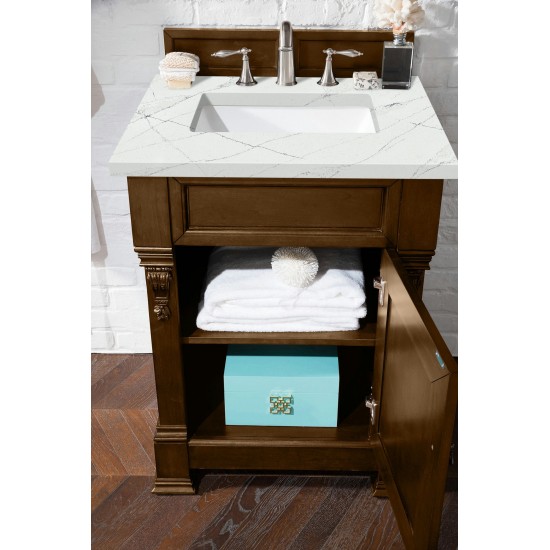 Brookfield 26" Single Vanity, Country Oak w/ 3 CM Ethereal Noctis Quartz Top