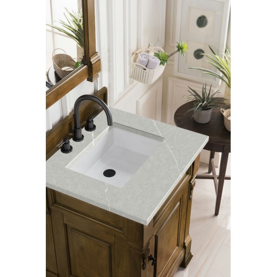 Brookfield 26" Single Vanity, Country Oak w/ 3 CM Eternal Serena Quartz Top