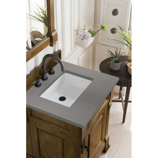 Brookfield 26" Single Vanity, Country Oak w/ 3 CM Grey Expo Quartz Top