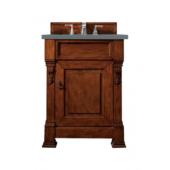 Brookfield 26" Single Vanity, Warm Cherry w/ 3 CM Cala Blue Quartz Top