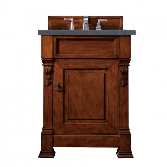 Brookfield 26" Single Vanity, Warm Cherry w/ 3 CM Charcoal Soapstone Quartz Top