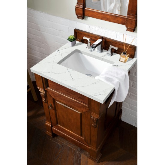 Brookfield 26" Single Vanity, Warm Cherry w/ 3 CM Ethereal Noctis Quartz Top