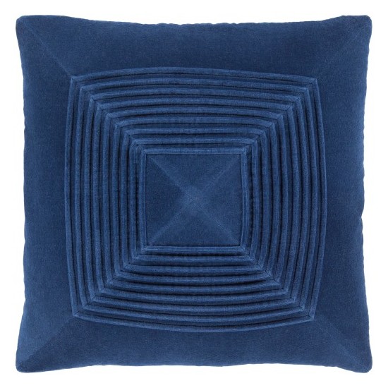 Surya Akira Navy Pillow Shell With Down Insert 22"H X 22"W