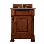 Brookfield 26" Single Vanity, Warm Cherry w/ 3 CM Grey Expo Quartz Top