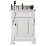 Brookfield 26" Single Vanity, Bright White w/ 3 CM Arctic Fall Solid Surface Top