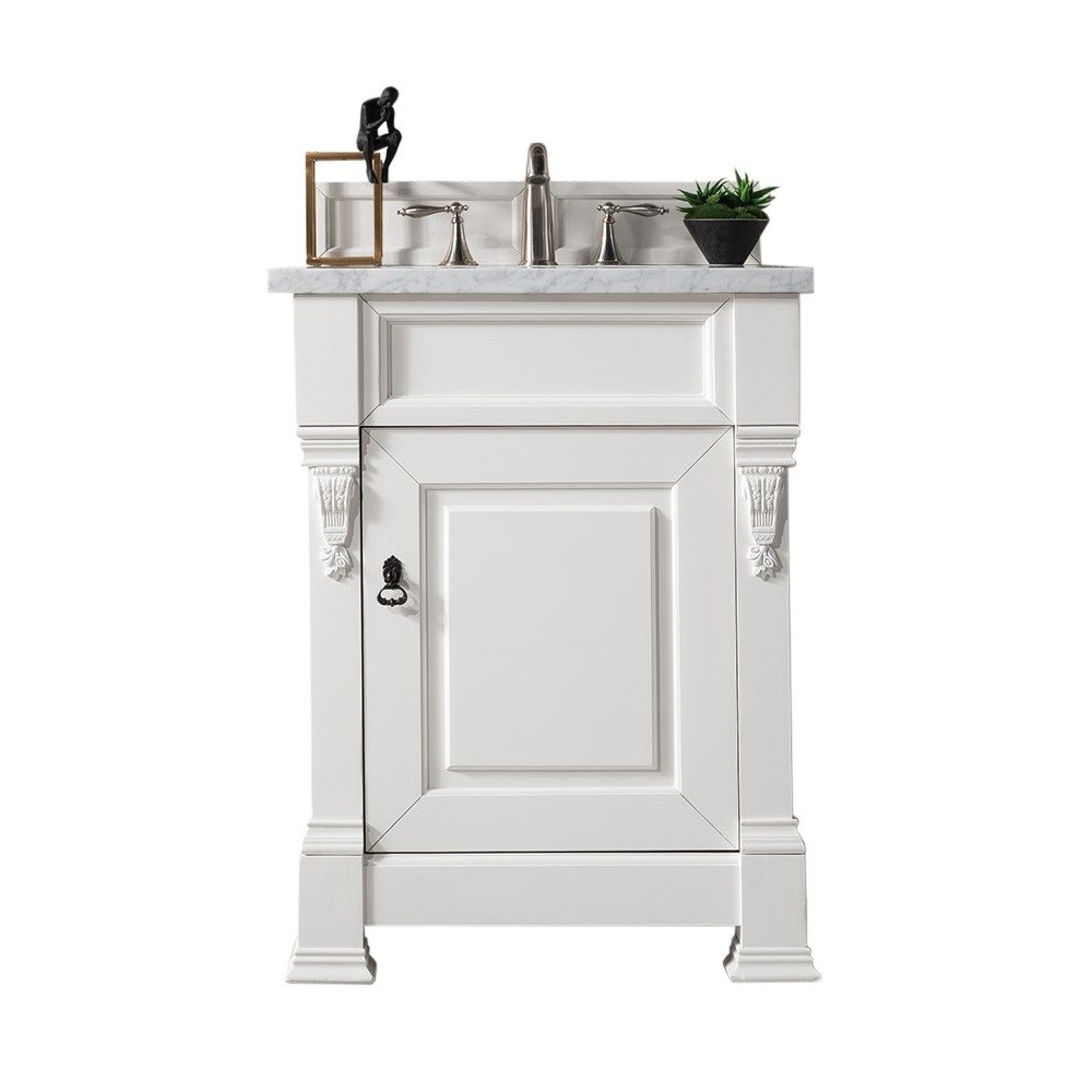 Brookfield 26" Single Vanity, Bright White w/ 3 CM Arctic Fall Solid Surface Top