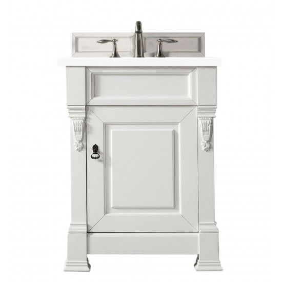 Brookfield 26" Single Vanity, Bright White w/ 3 CM Classic White Quartz Top