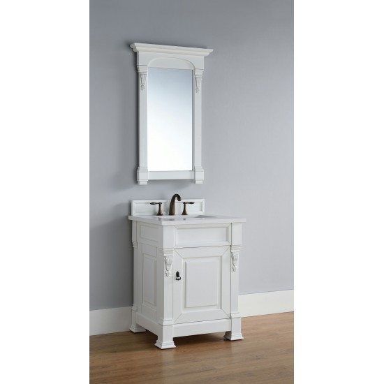 Brookfield 26" Single Vanity, Bright White w/ 3 CM Classic White Quartz Top