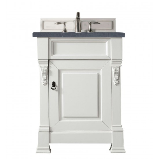 Brookfield 26" Single Vanity, Bright White w/ 3 CM Charcoal Soapstone Quartz Top