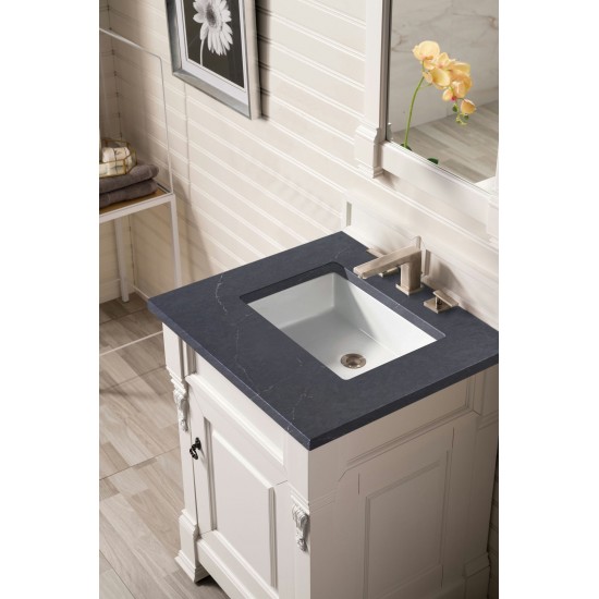 Brookfield 26" Single Vanity, Bright White w/ 3 CM Charcoal Soapstone Quartz Top