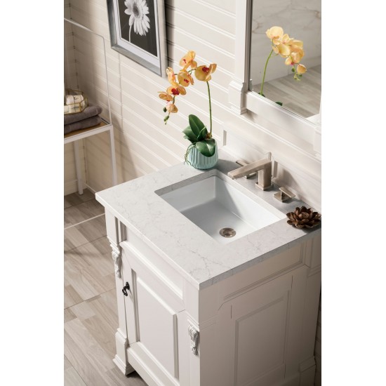 Brookfield 26" Single Vanity Bright White w/ 3 CM Jasmine Pearl Quartz Top