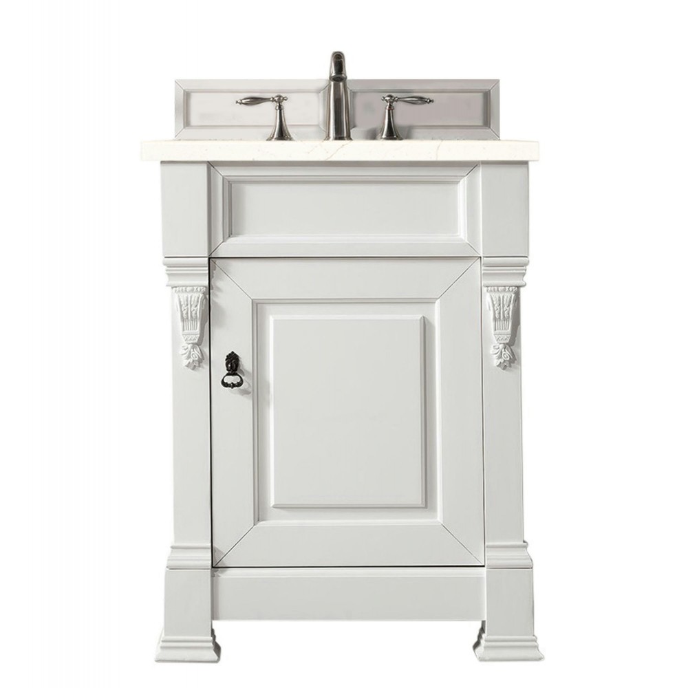 Brookfield 26" Single Vanity, Bright White w/ 3 CM Eternal Marfil Quartz Top