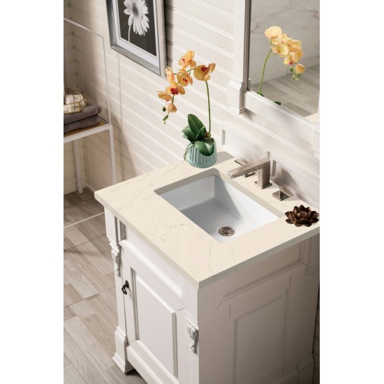 Brookfield 26" Single Vanity, Bright White w/ 3 CM Eternal Marfil Quartz Top